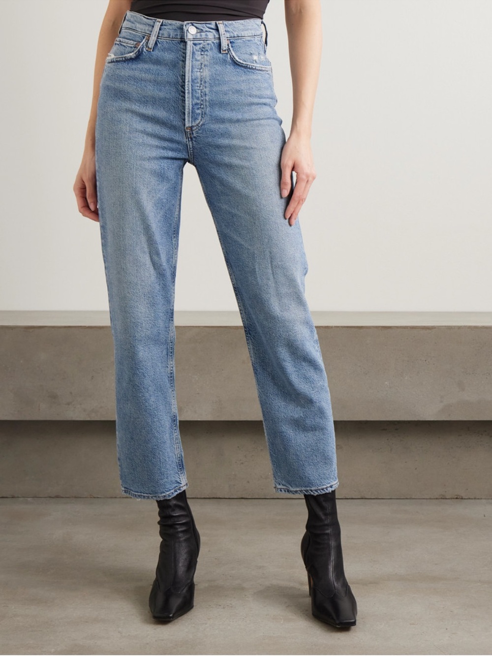 AGOLDE High-Rise Straight-Leg Jeans in Light Blue Wash - Picture 2 of 7